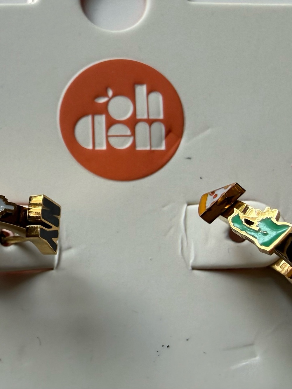 Oh Clem Gold Tone Hoop Earrings for Sensitive Ears NYC themed - Picture 2 of 3